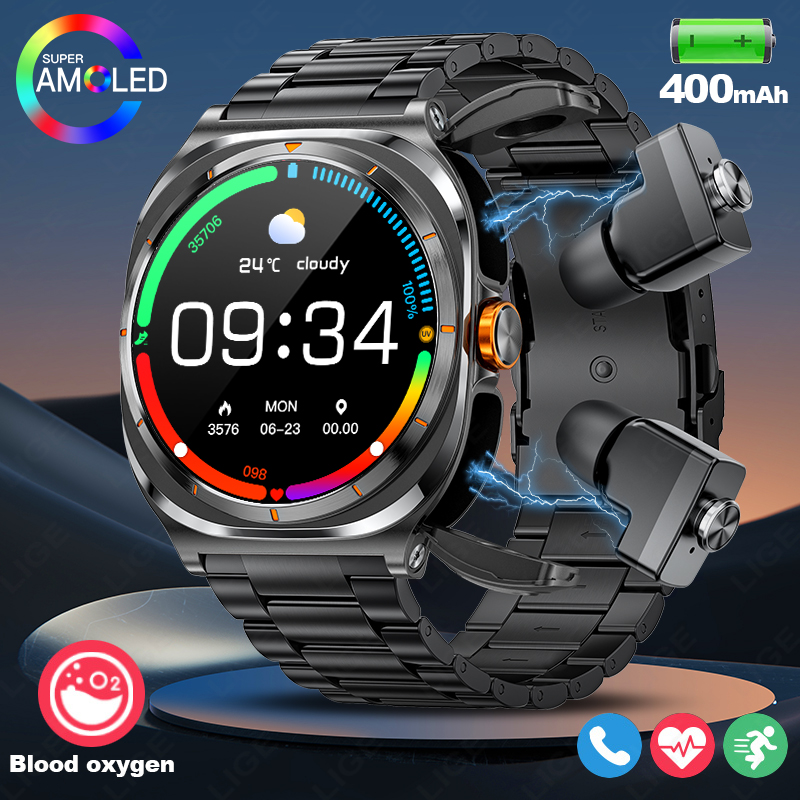 Outdoor Sport Day - LIGE 2025 Watch Wireless Earphones 2-in-1